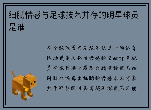 细腻情感与足球技艺并存的明星球员是谁